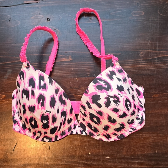 PINK Victoria's Secret Other - Victoria's Secret PINK Wear Everywhere Push-Up Bra - Pink Leopard - 32D